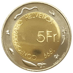 5 francs (bimétallique) Millésimes de 1999 jusqu'à 2003