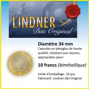 Capsules monnaies Ø intérieur 34 mm, paquet de 10