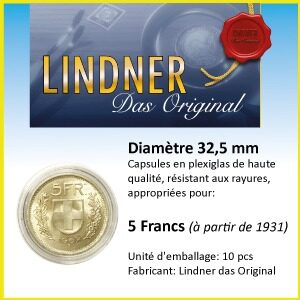 Capsules monnaies Ø intérieur 32,5 mm, paquet de 10