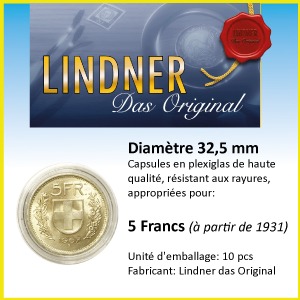 Capsules monnaies Ø intérieur 32,5 mm, paquet de 10
