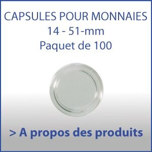 Capsules pour monnaies 14 - 51 mm - Paquet de 100