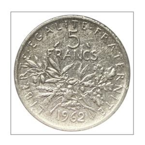 France, 5 francs 1962 Semeuse, argent