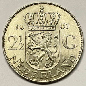 PAYS-BAS 2½ gulden argent 1961