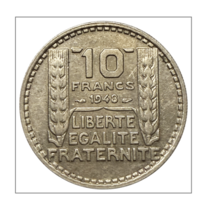France, 10 Francs Turin 1945 (vz) grosse tête, rameaux courts