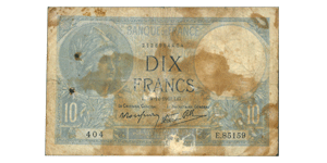 FRANCE  10 Francs 1941 Billet, "Minerve'' (Série E. 85159)