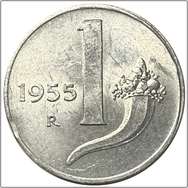 Italie 1 lire 1955 - Corne d'abondance R (MS60)