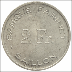 Valais 2 Francs La Banque Farinet Saillon (vz-unz)